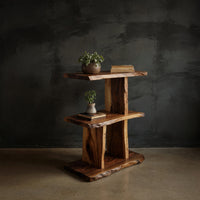 Solid Wood Standing Shelf Handcrafted Live Edge Bedroom Storage, view 2