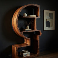 Hand-Carved Arc Bookshelf in Figured Solid Walnut, view 2