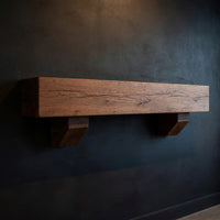 Solid Wood Floating Fireplace Mantel Rustic Beam Living Room, view 2