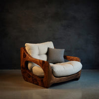 Solid Wood Chair Lounge Seating With Carved Form Living Room, view 2