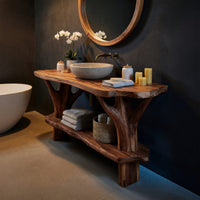 Solid Wood Live Edge Vanity Mid Century Bathroom Primary Bathroom, view 2