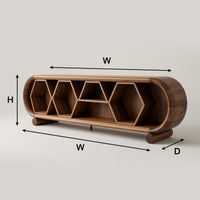 Honeycomb Walnut Media Console for Record Collections, view 3