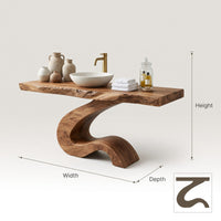 Solid Wood Bathroom Vanity Luxury With Organic S Curve Support, view 3