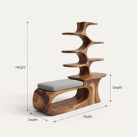 Solid Wood Shoe Storage Bench Japandi Rack Shelf Hallway Closet Section, view 3