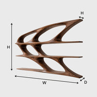 Swept Wing Bookshelf in Solid Walnut Hardwood, view 3