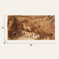 Standing Stag on a Live-Edge Slab, Wall Art Made to Order, view 3 — view 3