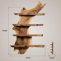 Solid Wood Wine Rack Mid Century Kitchen Bar Wall Shelf, view 3