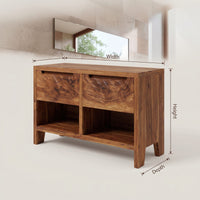 Solid Wood Bathroom Vanity Rustic With Two Drawers, view 3