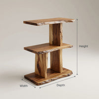 Solid Wood Standing Shelf Handcrafted Live Edge Bedroom Storage, view 3