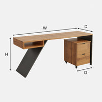 Hand-Cut Cantilever Desk in Solid Wood with Steel Leg, view 3