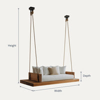 Solid Wood Porch Swing Hanging Ceiling Living Room Studio, view 3