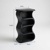 Solid Wood Nightstand Minimalist Sculptural With Open Shelf Bedroom, view 3