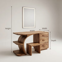 Solid Wood Dressing Table Elegant Makeup Vanity Personal Beauty Area Space, view 3