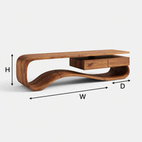 Ribbon Curve Media Console with a Floating Top, view 3