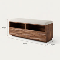 Solid Wood Entryway Storage Bench Wave Home, view 3