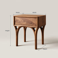 Solid Wood Nightstand Arch Leg With Drawer Bedroom, view 3