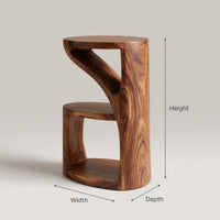Solid Wood Nightstand Elegant With Sculptural Two Level Bedroom, view 3