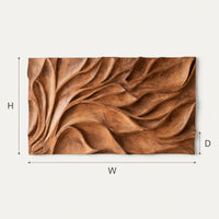 One Teak Slab Carved Into Drifting Leaves, Wall Panel, view 3 — view 3