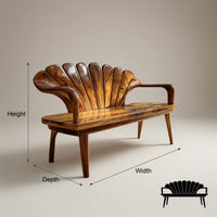 Solid Wood Outdoor Garden Bench Handcrafted Entryway Hallway Seating, view 3