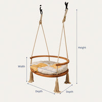 Solid Wood Porch Swing Boho Round Chair Garden, view 3