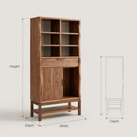 Solid Wood Bathroom Cabinet Mid Century Open Shelf Storage Urban Loft, view 3