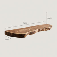 Solid Wood Natural Wood Floating Shelves Mid Century Solid Shelf Festive, view 3