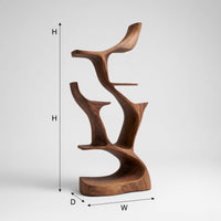 Hand-Carved Bookshelf with Forked Branch Uprights, view 3