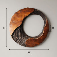 Chiseled and Burnished, a Round Wall Sculpture in Wood, view 3 — view 3