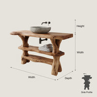 Solid Wood Live Edge Vanity Handmade Sink Family Bathroom, view 3