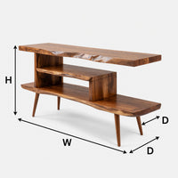 Live Edge Media Console, Stepped Shelves, Tapered Legs, view 3