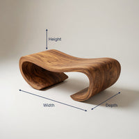 Solid Wood Teak Shower Bench Curved Spa Bathroom, view 3