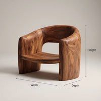 Solid Wood Chair Lounge Sculptural Form Living Room, view 3
