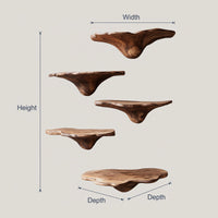 Solid Wood Mushroom Shelf Handcrafted Live Edge Entryway, view 3