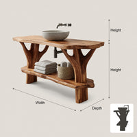 Solid Wood Live Edge Vanity Mid Century Bathroom Primary Bathroom, view 3
