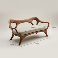 Solid Wood Sofa Statement With Curved Backrest Living, view 3