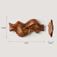 Solid Wood Clock Organic Wave Design Cozy Bedroom Space, view 3