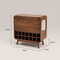 Solid Wood Bar Cabinet Handcrafted Wine With Storage Dining Room, view 3