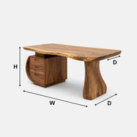 Burlform Study Desk, Shaped from Solid Figured Wood, view 3
