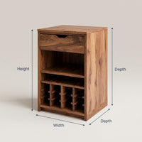 Solid Wood Bar Cabinet Wine With Bottle Shelves Drawer Kitchen, view 3