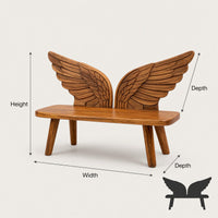 Solid Wood Outdoor Garden Bench Bird Wing Backrest Patio, view 3