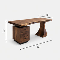 Desk on a Flared Sculpted Pedestal in Solid Walnut, view 3