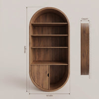 Arched Wooden Wall Bookshelf With Storage For Living Room, view 3