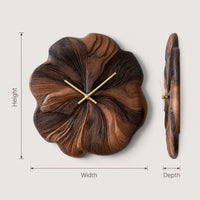 Solid Wood Clock Floral Wall Decor Living Room, view 3