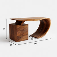 Scrollform Desk, Hand-Shaped from Solid Walnut, view 3