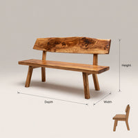 Solid Wood Outdoor Garden Bench Handmade Patio Terrace, view 3