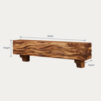 Solid Wood Floating Fireplace Mantel Rustic Shelf With Wave Carved Living, view 3