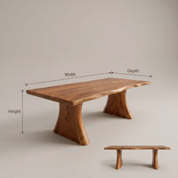 Mid Century Thick Top Dining Table For Contemporary Dining, view 3