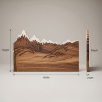 Solid Wood Headboard Rustic Style Mountain Carved Wall Art Bedroom, view 3