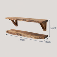 Solid Wood Natural Wood Floating Shelves Handcrafted Solid Shelf Festive Entryway, view 3