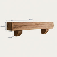 Solid Wood Floating Fireplace Mantel Rustic Beam Living Room, view 3